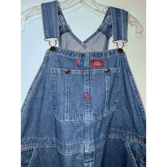 Dickies Mens Bib Overalls Blue Denim Cargo 42X30 100% Cottom - Picture 1 of 8